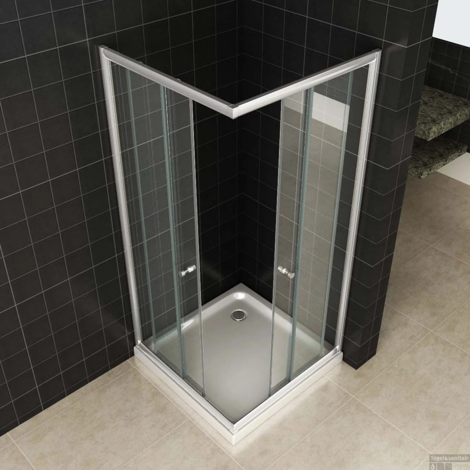 Wiesbaden Douchecabine | Hoekinstap | 90x90x190cm | 5mm Helder Glas 2 Wiesbaden Douchecabine | Hoekinstap | 90x90x190cm | 5mm Helder Glas - Afbeelding 2