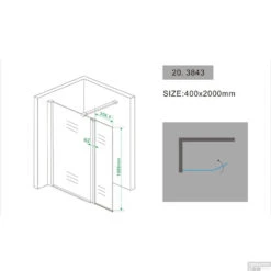 Zijwand Wiesbaden Draaibaar 40x200 Cm 10mm NANO Coating -Winkel Voor Huis- En Badkamerartikelen 20.3843