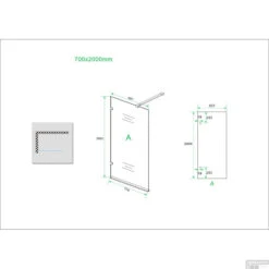 Inloopdouche Profielloos Wiesbaden 70x200 8mm NANO Glas -Winkel Voor Huis- En Badkamerartikelen 20.3982