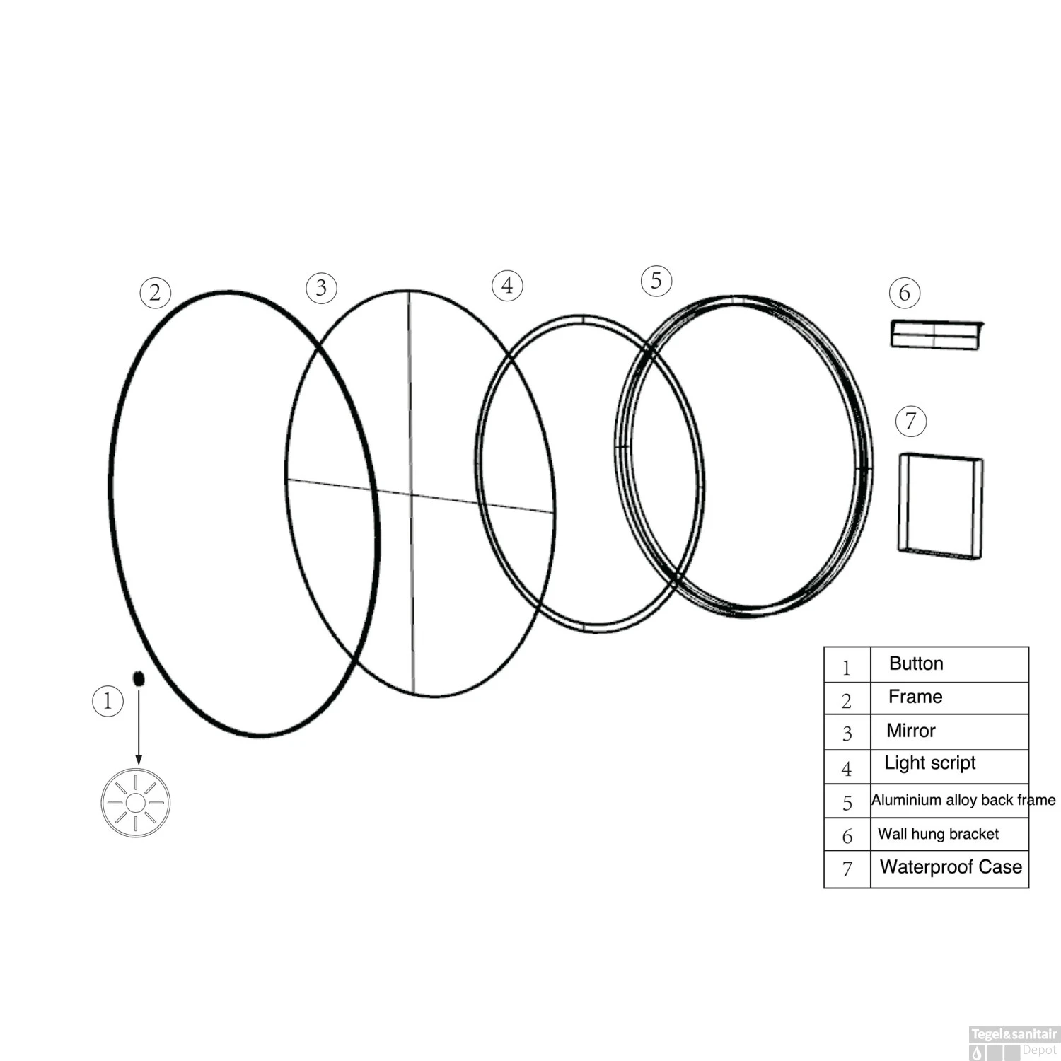 Ronde Spiegel Wiesbaden Novi Met LED, Dimbaar 80 Cm Mat Zwart 6 Ronde Spiegel Wiesbaden Novi Met LED, Dimbaar 80 Cm Mat Zwart - Afbeelding 6