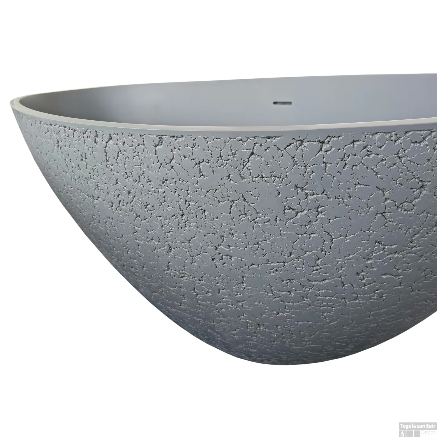 Vrijstaand Ligbad Best Design Craquelé-stone Just-Solid 180x85x52 Cm Lava Grijs - Afbeelding 2