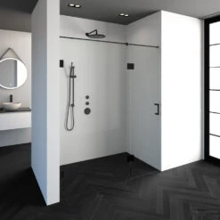 Nisdeur Compleet Just Creating Profielloos 2-Delig (Draaideur Bevestigd Op Inloopwand) 170x200 Cm 110/60 Mat Zwart