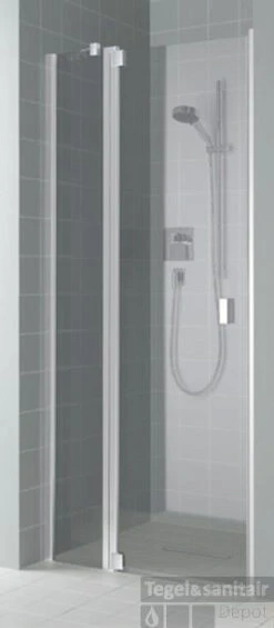 Kermi Raya Draaideur 100x200 Vast Segment Links Op Douchebak Zilver Glans-helder Clean