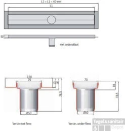 Aco Showerdrain C Douchegoot 78,5x7 H=1,8 Met Vloerflens Rvs -Winkel Voor Huis- En Badkamerartikelen 64988