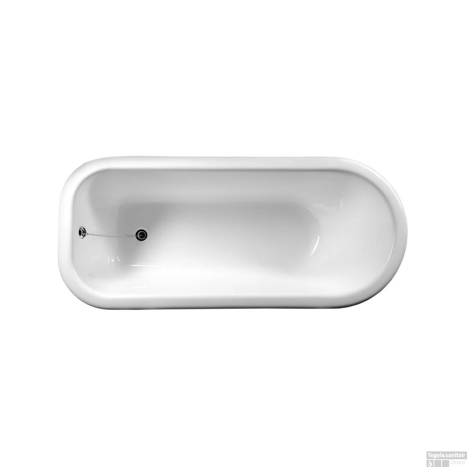 Vrijstaand Bad Sapho Foxtrot 170x75x49 Cm Wit / Zwart Met Leeuwenpoten Chroom - Afbeelding 4