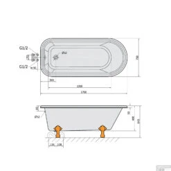 Vrijstaand Bad Sapho Foxtrot 170x75x49 Cm Wit / Zwart Met Leeuwenpoten Chroom -Winkel Voor Huis- En Badkamerartikelen 72961 vrijstaand bad sapho foxtrot 170x75x49 cm wit zwart met leeuwenpoten chroom 5