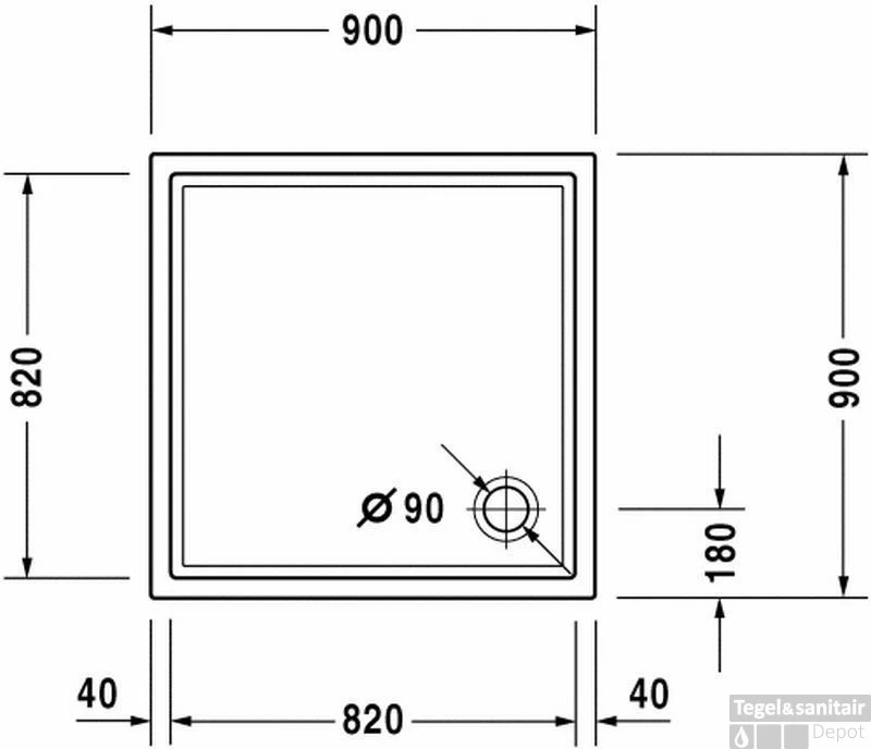 Duravit Starck Slimline Douchebak 90 X 90 X 2 Cm. Antislip Wit 2 Duravit Starck Slimline Douchebak 90 X 90 X 2 Cm. Antislip Wit - Afbeelding 2