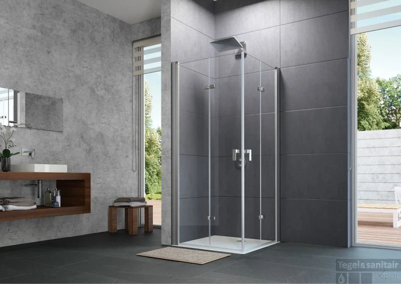 Huppe Design Pure 2-delige Vouwdeur Sft Links 100 X 190 Cm. Matzilver-helder Glas 1 Huppe Design Pure 2-delige Vouwdeur Sft Links 100 X 190 Cm. Matzilver-helder Glas