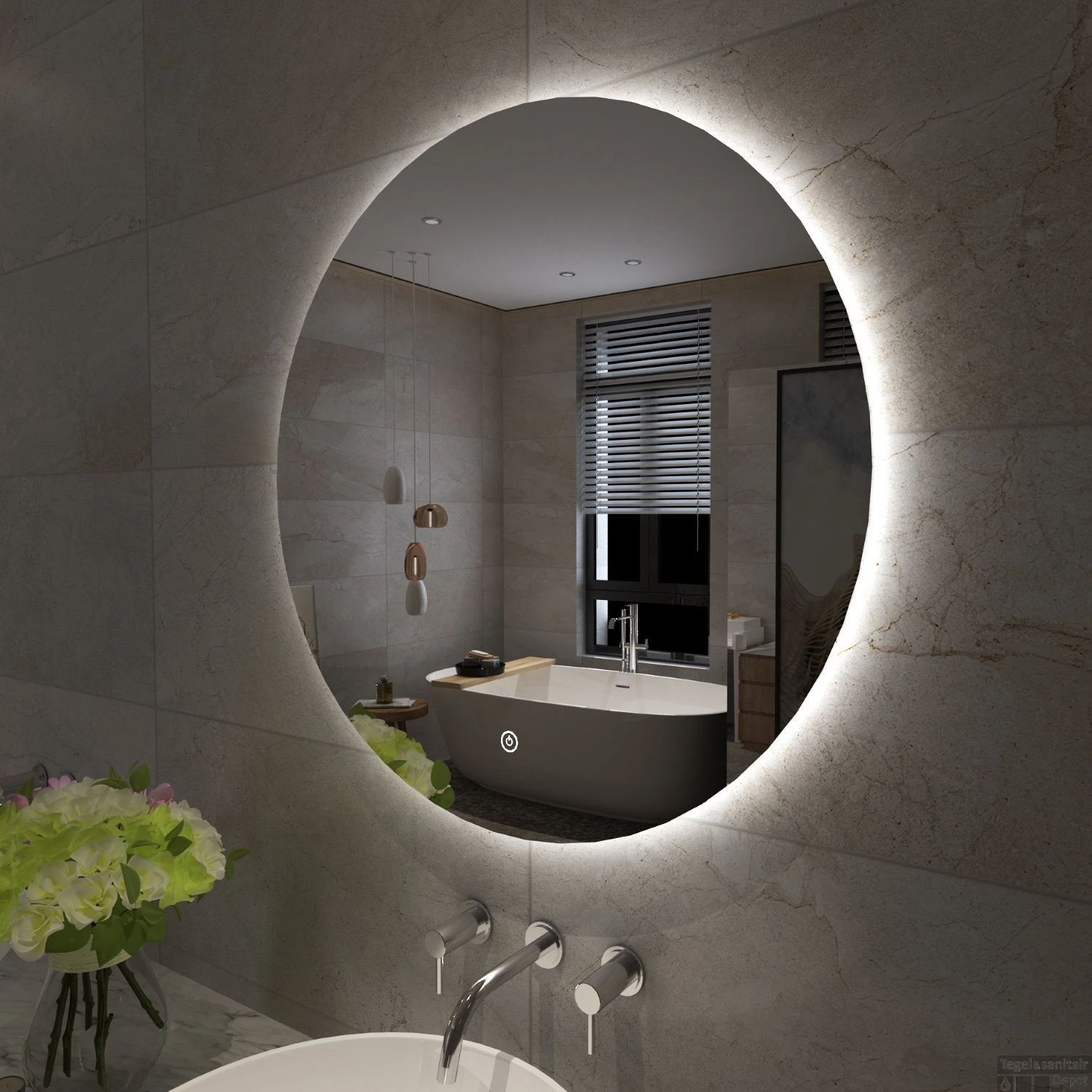 Badkamerspiegel Boss & Wessing Luse Rond Inclusief Dimbare LED Verlichting 100 Cm - Afbeelding 2