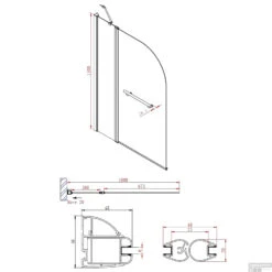 Badwand Boss & Wessing Bibi Afgerond 100x140cm Scharnierend Omkeerbaar 6mm -Winkel Voor Huis- En Badkamerartikelen badwand boss wessing bibi afgerond 100x140cm scharnierend omkeerbaar 6mm tech
