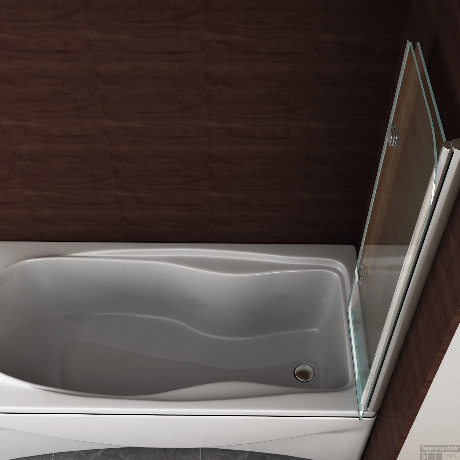 BWS Badwand 2 Delig Inklapbaar 100x140 Cm 6mm NANO Coating 3 BWS Badwand 2 Delig Inklapbaar 100x140 Cm 6mm NANO Coating - Afbeelding 3