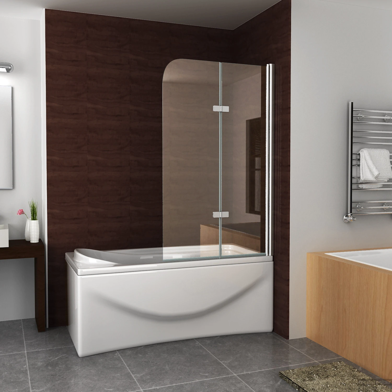 BWS Badwand 2 Delig Inklapbaar 100x140 Cm 6mm NANO Coating 1 BWS Badwand 2 Delig Inklapbaar 100x140 Cm 6mm NANO Coating