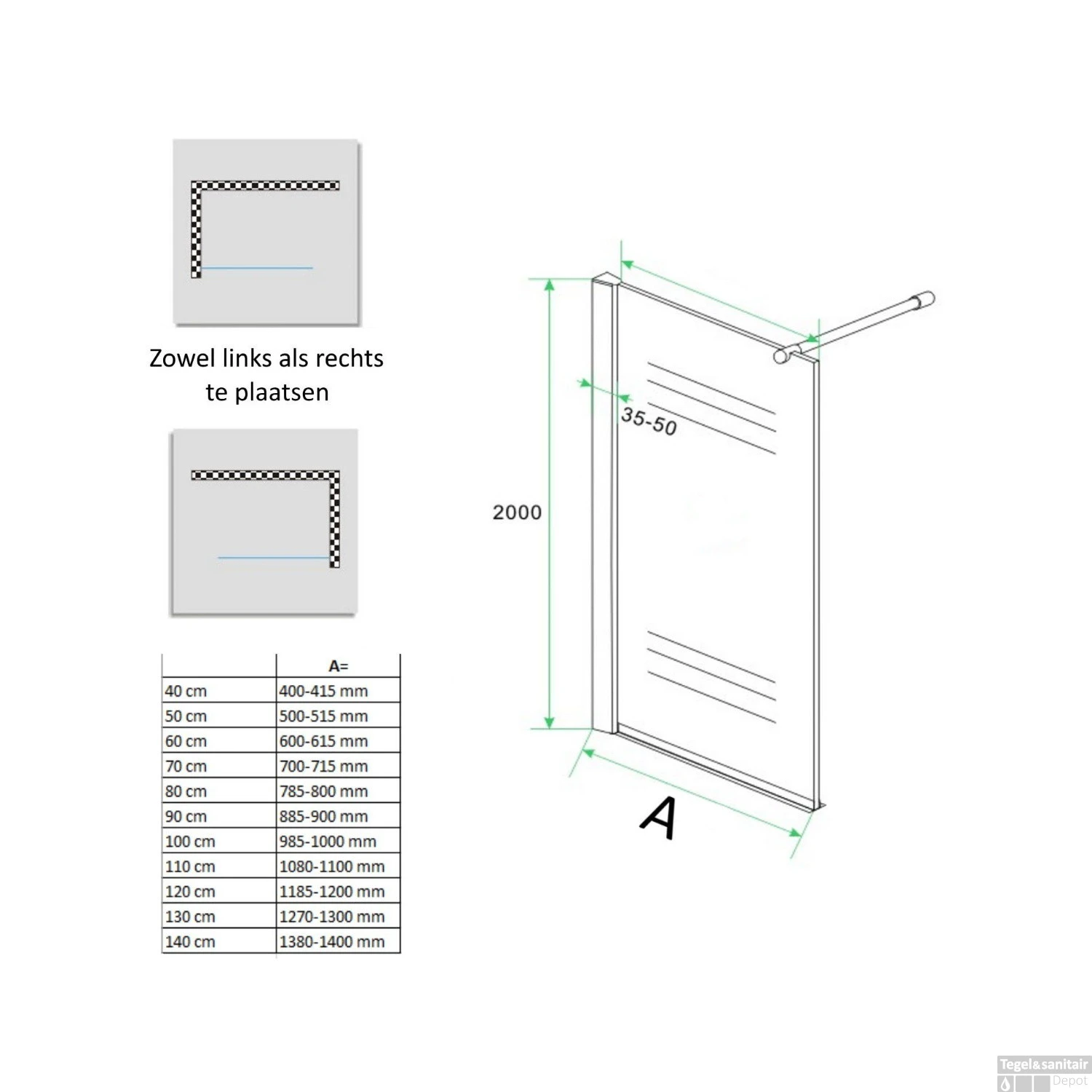 BWS Eco Inloopdouche Met Muurprofiel 120x200 Cm 8mm NANO Coating 4 BWS Eco Inloopdouche Met Muurprofiel 120x200 Cm 8mm NANO Coating - Afbeelding 4