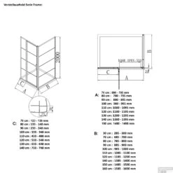 BWS Inloopdouche Frame 70x200 Cm 8mm NANO Glas Mat Zwart Raster -Winkel Voor Huis- En Badkamerartikelen bws frame tech 1 1