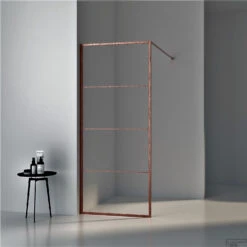 BWS Inloopdouche Frame 90x200 Cm 8mm NANO Glas Geborsteld Koper