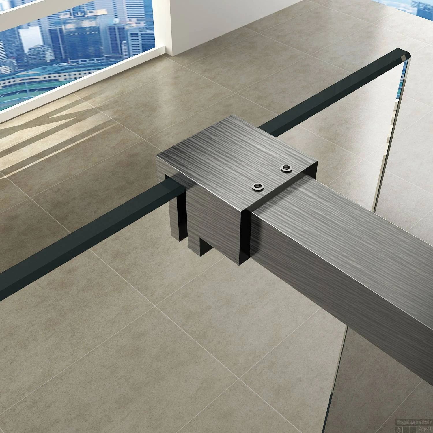 BWS Inloopdouche Pro Line Helderglas 75x200 8mm Nano Coating RVS Profiel En Stang - Afbeelding 3