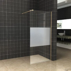 BWS Inloopdouche Pro Line Middenband 100x200 Geborsteld Messing Goud Profiel En Stang