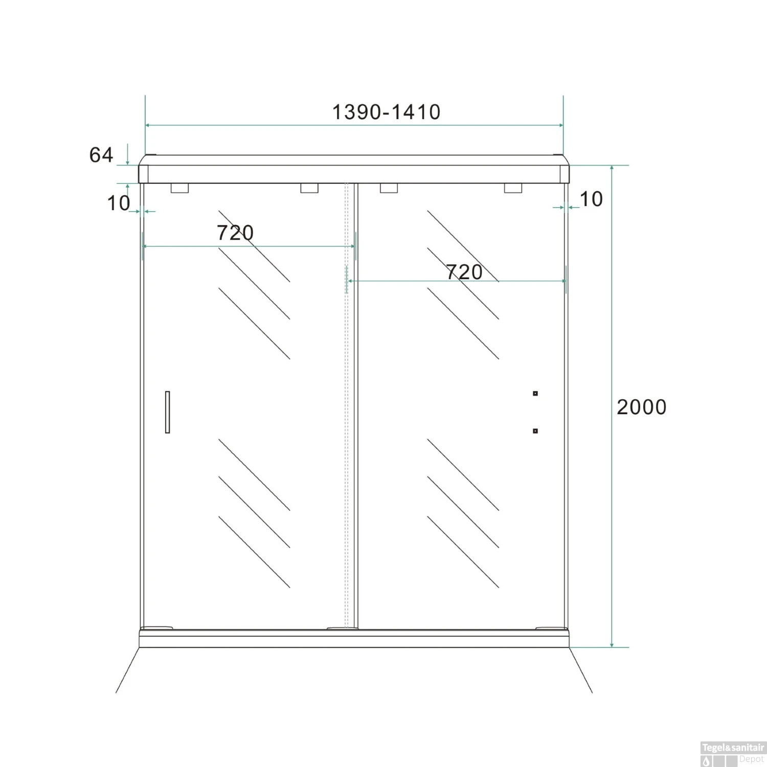 BWS Nisdeur Dubbele Schuifdeur 2-Delig 140x200 Cm 8 Mm NANO Coating - Afbeelding 2