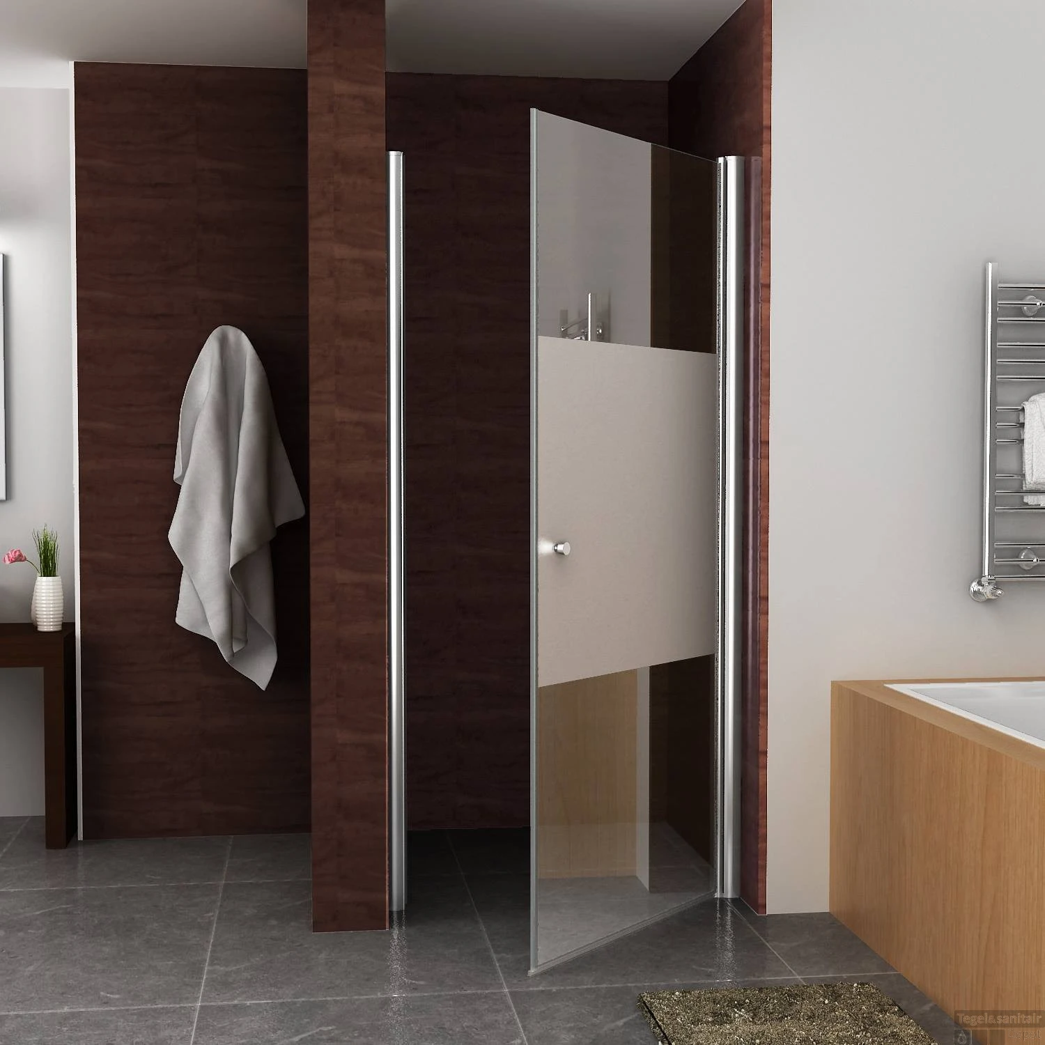 BWS Nisdeur Met Middenband 80x200cm 8mm NANO Coating Rechts 2 BWS Nisdeur Met Middenband 80x200cm 8mm NANO Coating Rechts - Afbeelding 2