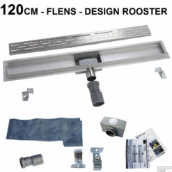 BWS RVS Douchegoot Met Flens Inclusief Sifon En Haarfilter Standaard Rooster 120 Cm