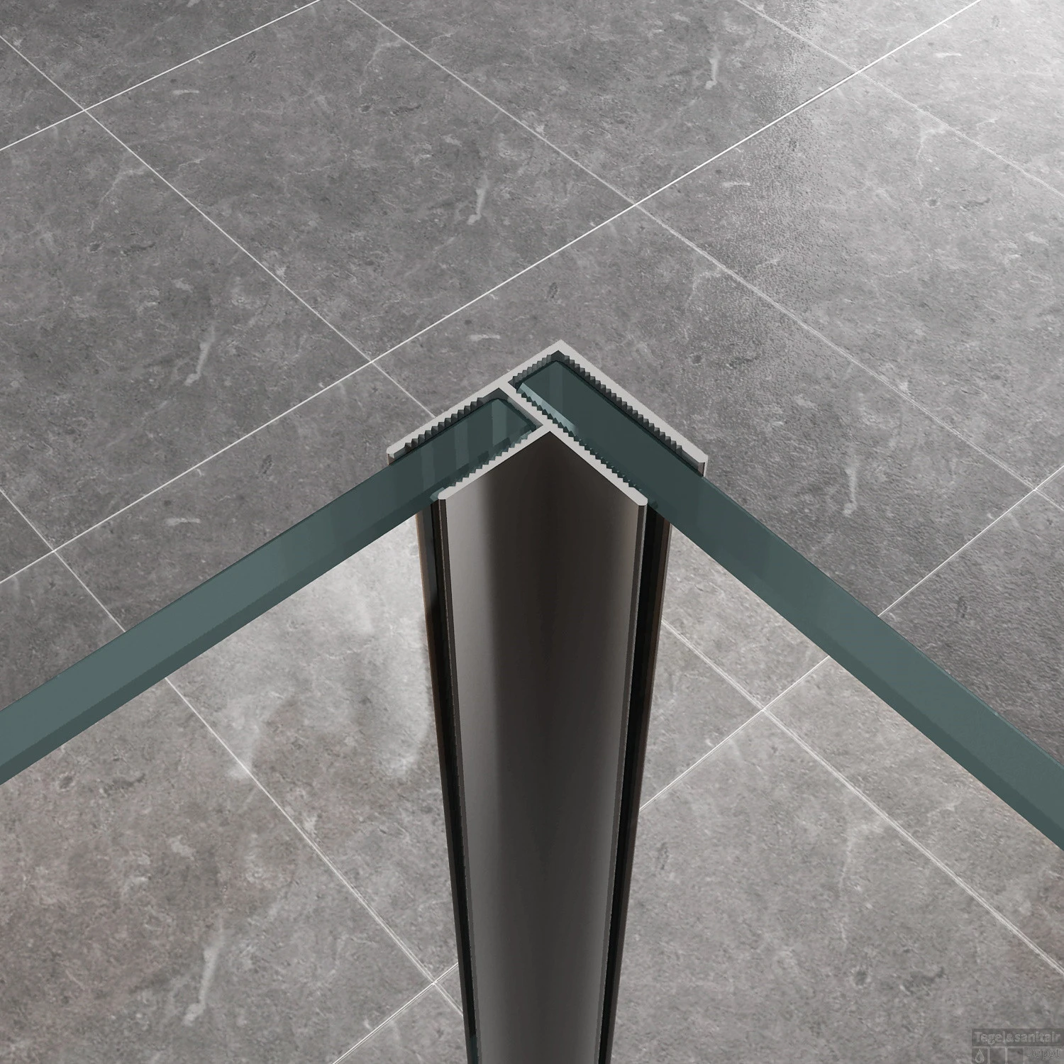 BWS Zijwand Met Scharnierprofiel Links En Middenband 35x200 Cm 10mm NANO Coating - Afbeelding 2