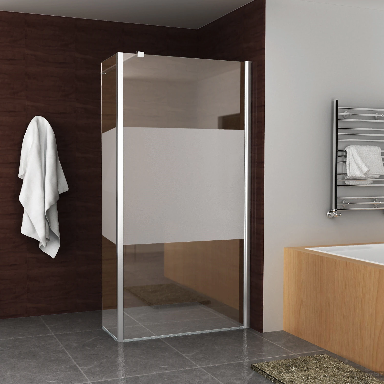 BWS Zijwand Met Scharnierprofiel Links En Middenband 35x200 Cm 10mm NANO Coating