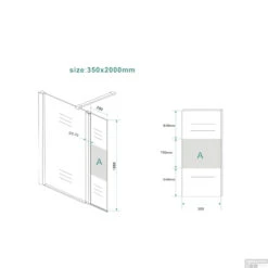 BWS Zijwand Met Scharnierprofiel Links En Middenband 35x200 Cm 10mm NANO Coating -Winkel Voor Huis- En Badkamerartikelen bws zijwand met scharnierprofiel en middenband 35x200 cm 10mm nano coating tech