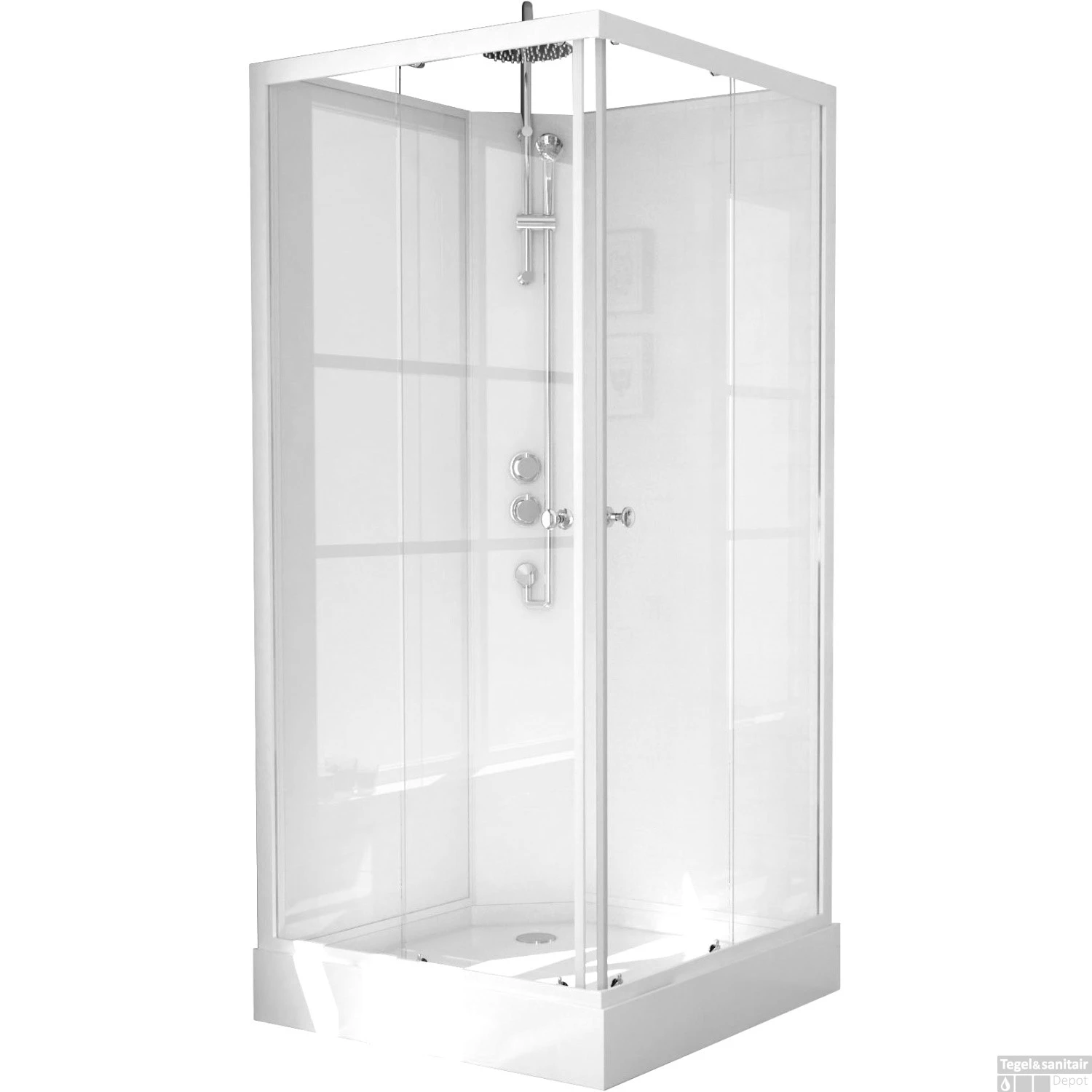 Complete Douchecabine VM Khone IV 90x90x220 Cm Hoekinstap Mat Wit - Afbeelding 2