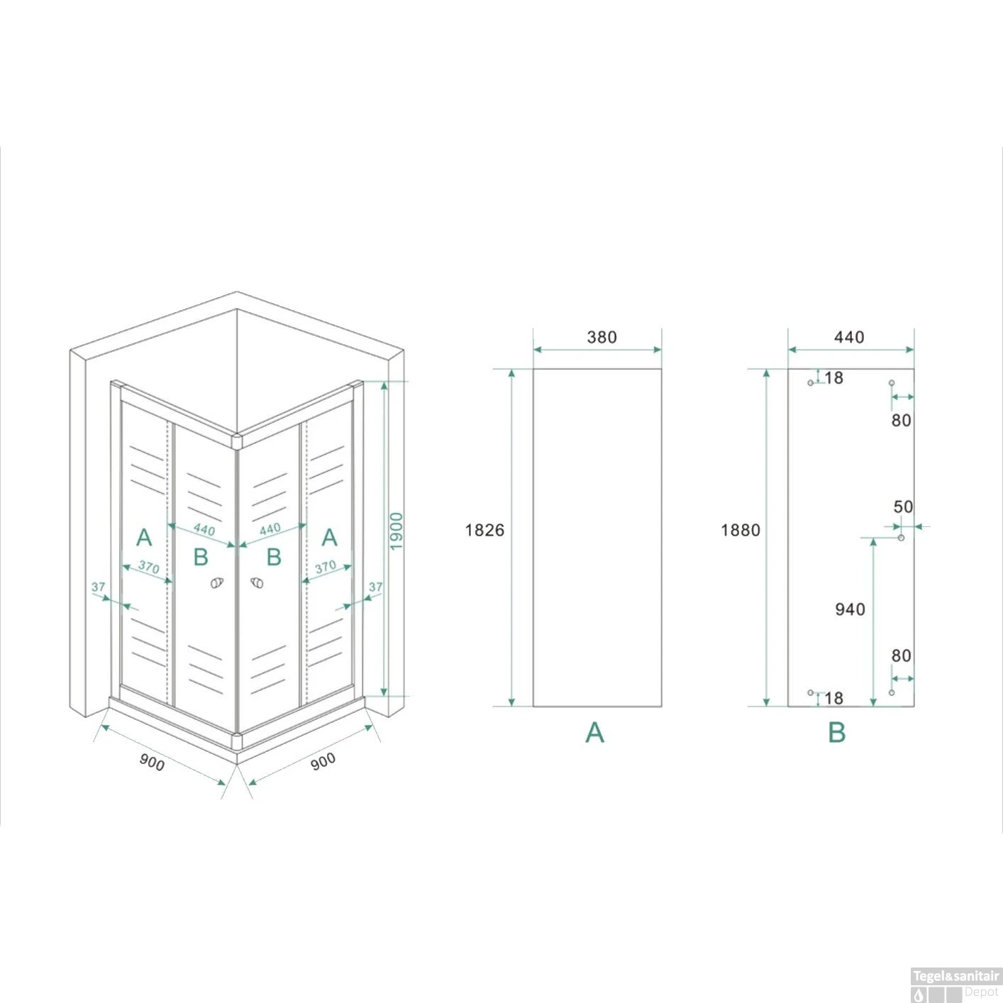 Wiesbaden Douchecabine | Hoekinstap | 90x90x190cm | 5mm Helder Glas 5 Wiesbaden Douchecabine | Hoekinstap | 90x90x190cm | 5mm Helder Glas - Afbeelding 5