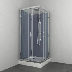 Douchecabine Allibert Everest 225x90x90 Cm Vierkant Hoekinstap Schuifdeuren 4mm Helder Glas