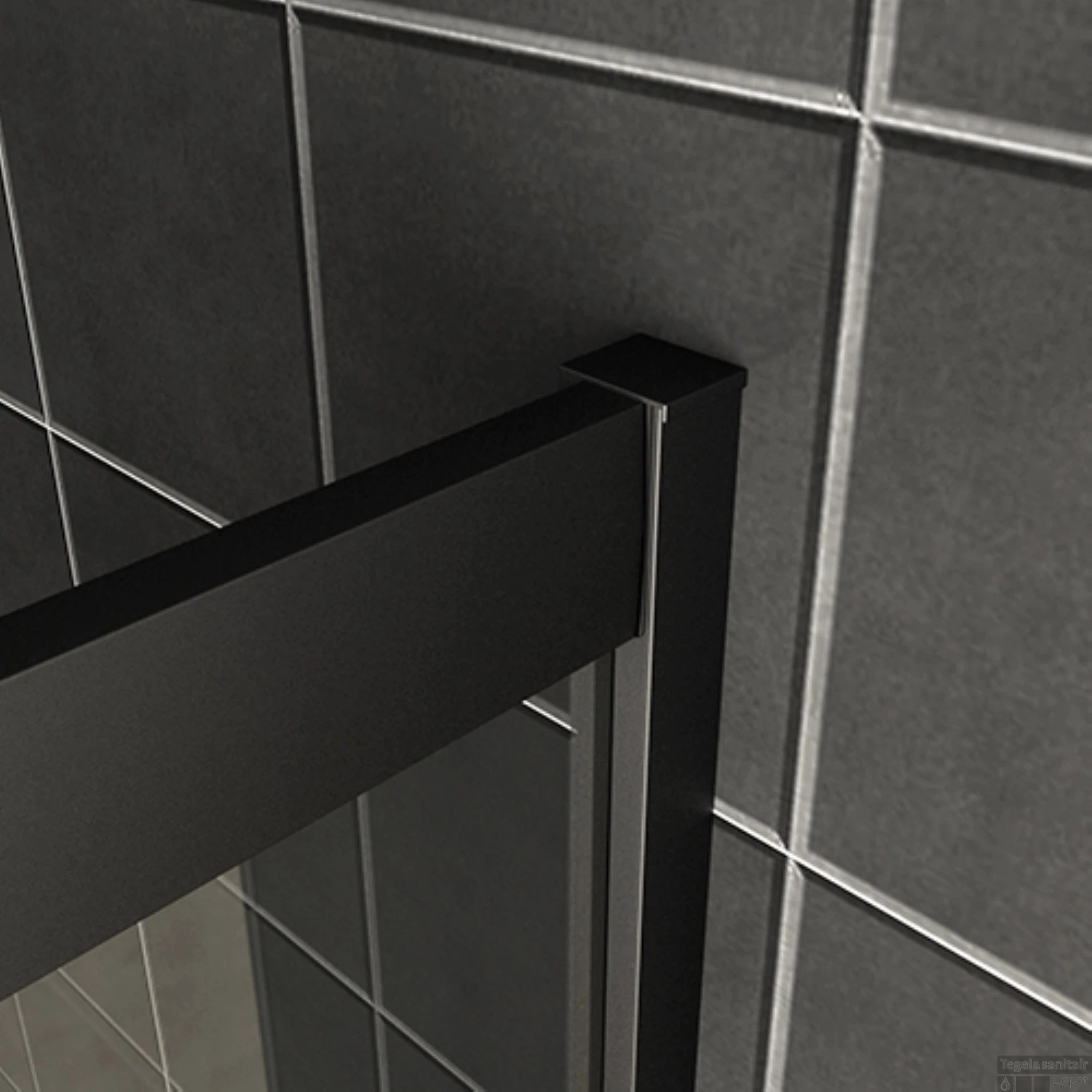 Wiesbaden Douchecabine Skyline | Hoekinstap | 100x100x200cm | 8mm Helder Glas NANO Coating | Mat Zwart - Afbeelding 3