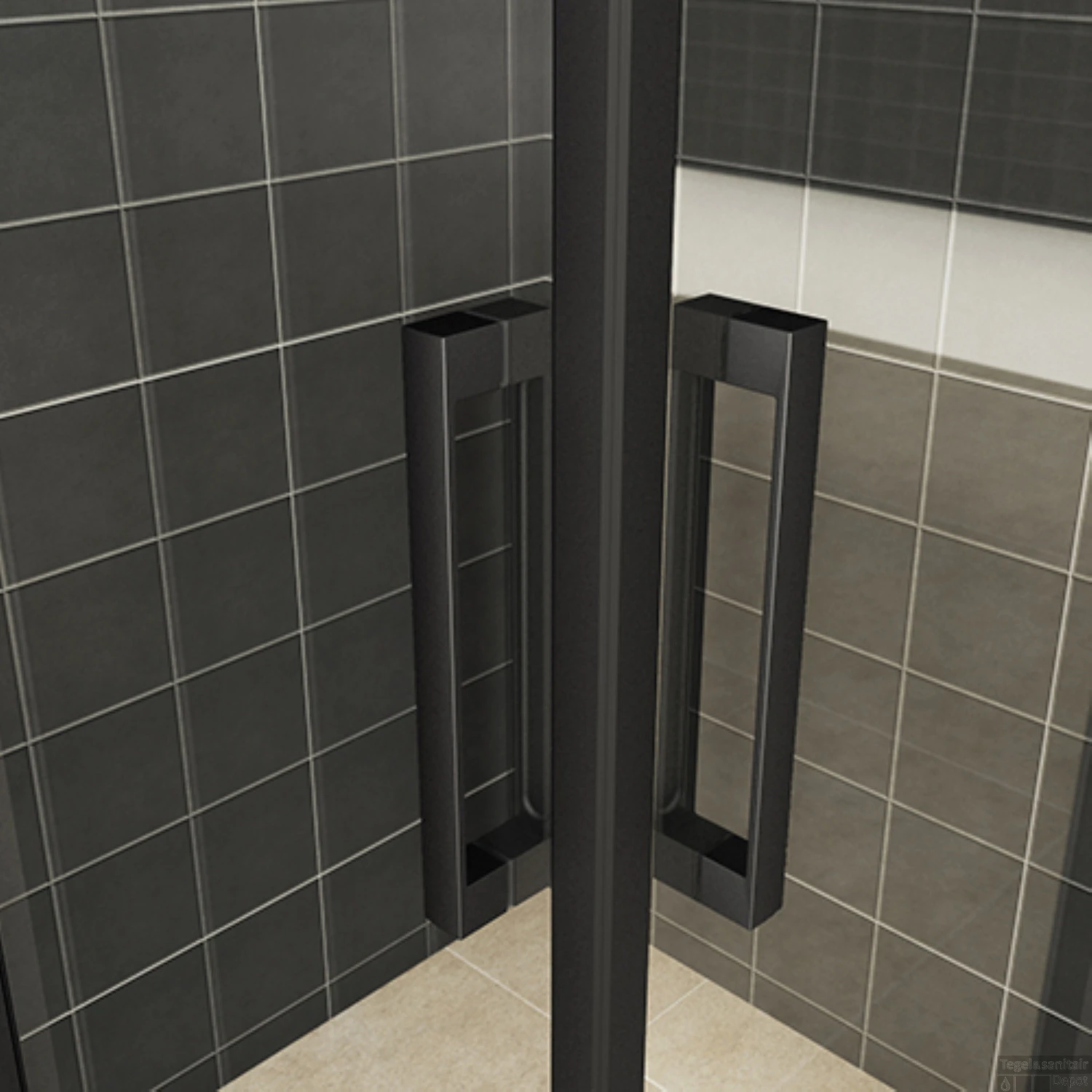 Wiesbaden Douchecabine Skyline | Hoekinstap | 100x100x200cm | 8mm Helder Glas NANO Coating | Mat Zwart - Afbeelding 4