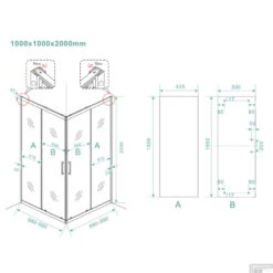 Wiesbaden Douchecabine Skyline | Hoekinstap | 100x100x200cm | 8mm Helder Glas NANO Coating | Mat Zwart -Winkel Voor Huis- En Badkamerartikelen douchecabine wiesbaden skyline hoekinstap 2 schuifdeuren 100x100x200 cm 8mm helder glas nano coating mat zwart tech