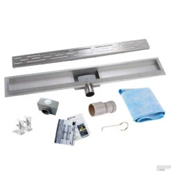 RVS Douchegoot Flens Met Uitneembaar Sifon 70x7cm 6,7cm Diep STANDAARD ROOSTER -Winkel Voor Huis- En Badkamerartikelen flens design rooster 70cm shop