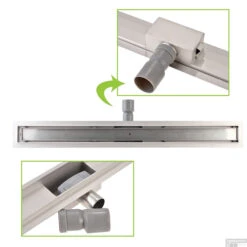 RVS Douchegoot Flens Met Uitneembaar Sifon 120x7cm 6,7cm Diep GLAS ROOSTER -Winkel Voor Huis- En Badkamerartikelen flens glas rooster 120cm 3