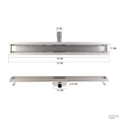 Wiesbaden RVS Douchegoot | Tegelrooster | Flens Met Uitneembaar Sifon | 70x7cm En 6,7cm Diep -Winkel Voor Huis- En Badkamerartikelen flens tegel rooster 70cm tech