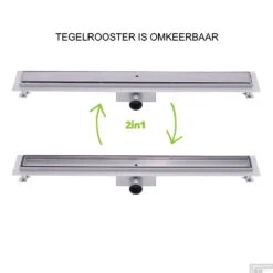 Wiesbaden RVS Douchegoot | Tegelrooster | Flens Met Uitneembaar Sifon | 90x7cm En 6,7cm Diep -Winkel Voor Huis- En Badkamerartikelen flens tegel rooster 90cm 9