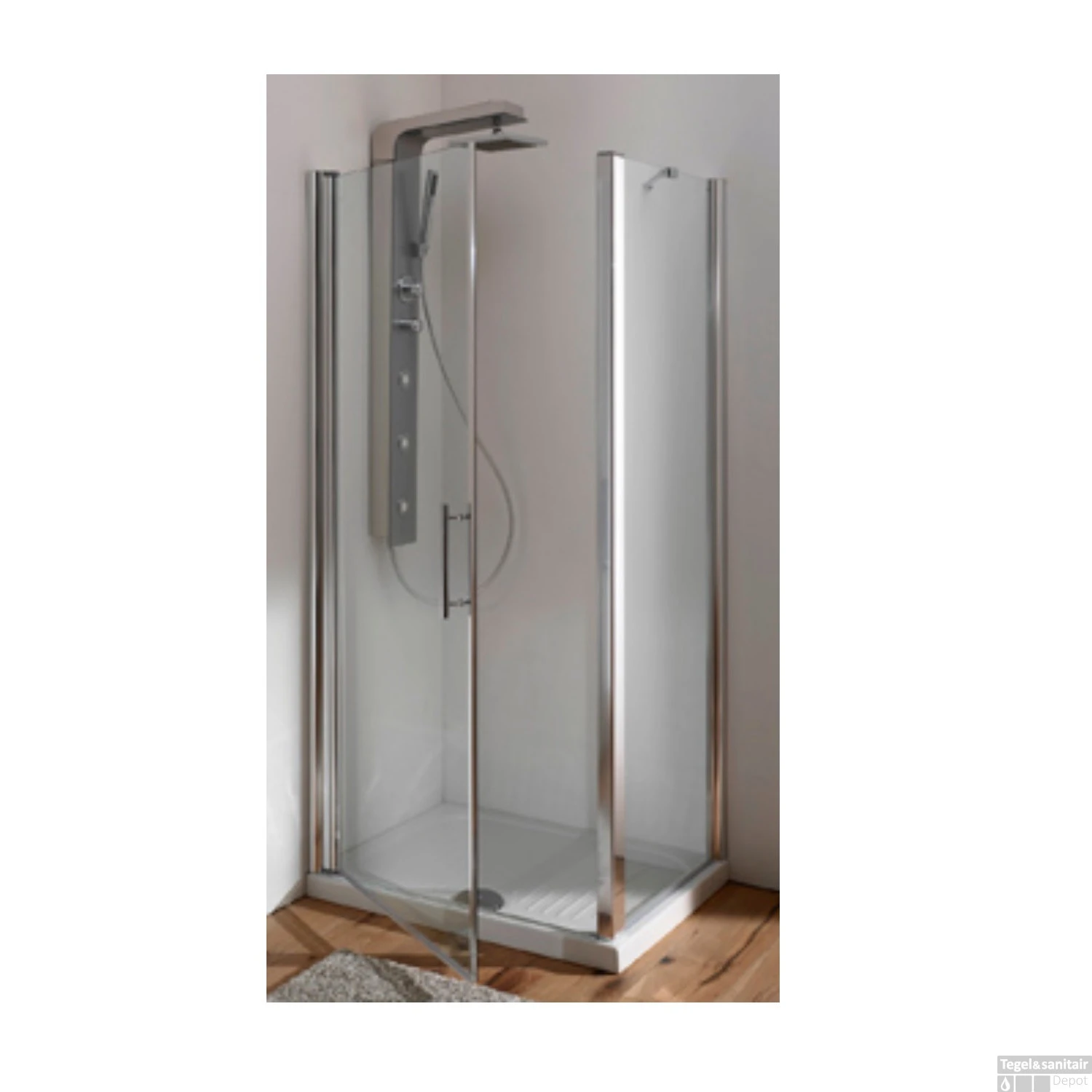 Douchecabine Hoekinstap Plieger Royal Draaideur 6mm Glas 90x185cm Chroom - Afbeelding 2