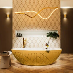 HOLM Vrijstaand Bad 180x85cm Kleur Ocher / Talc -Winkel Voor Huis- En Badkamerartikelen holm 2 00014