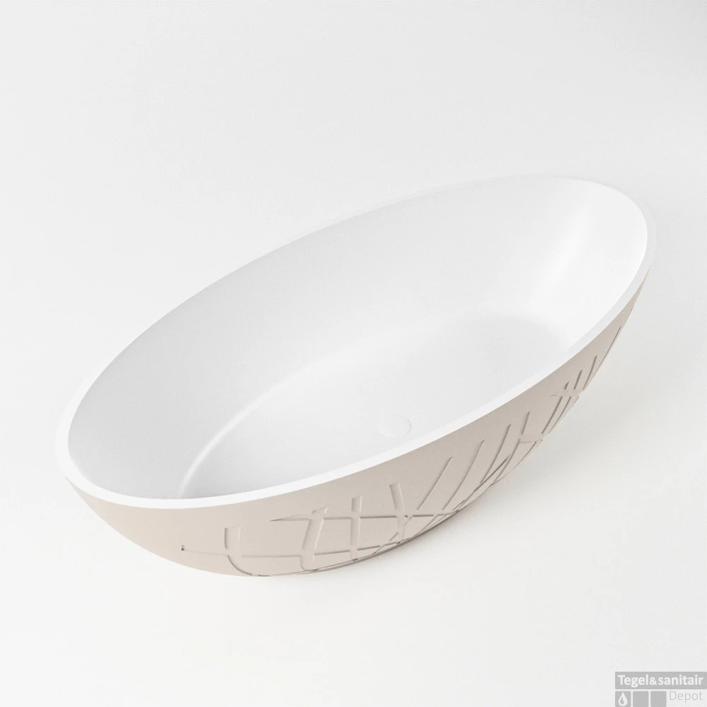 HOLM Vrijstaand Bad 180x85cm Kleur Linen / Talc 1 HOLM Vrijstaand Bad 180x85cm Kleur Linen / Talc