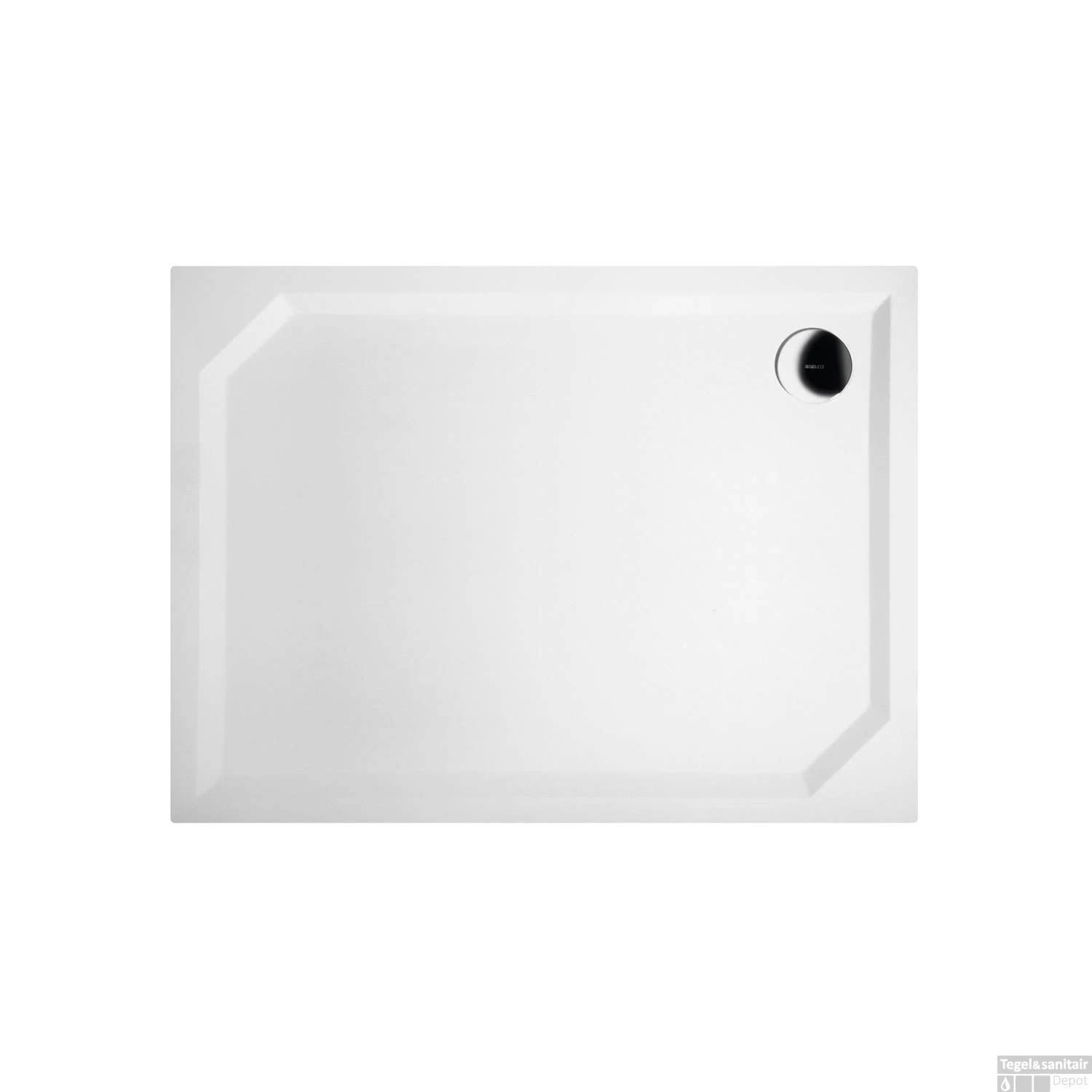 Douchebak Gegoten Marmer Sapho Sara 100x75x3.5 Cm Rechthoek Wit