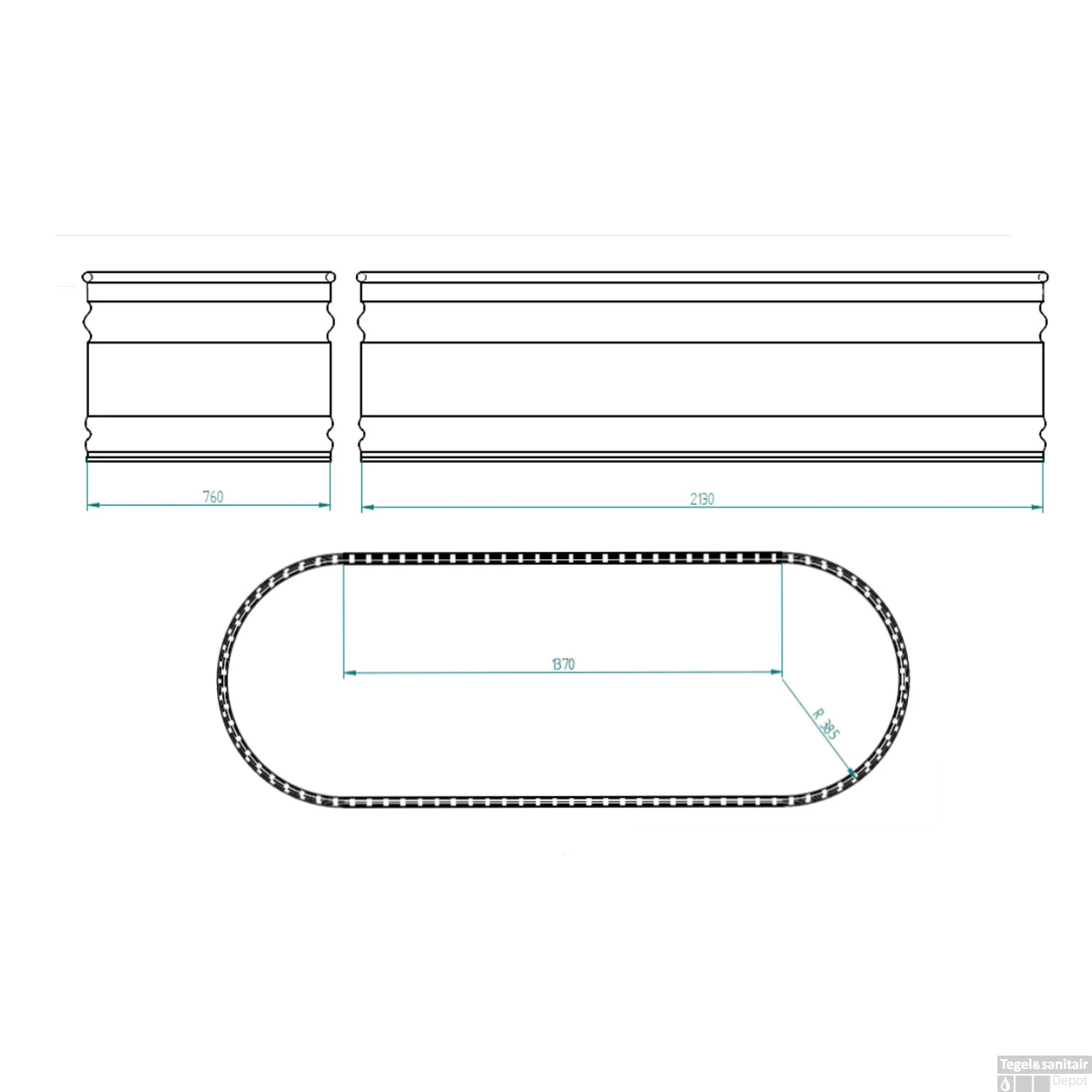 Tankkd IJsbad | Green Label Oval | 210x60x75cm | Aluminium 5 Tankkd IJsbad | Green Label Oval | 210x60x75cm | Aluminium - Afbeelding 5