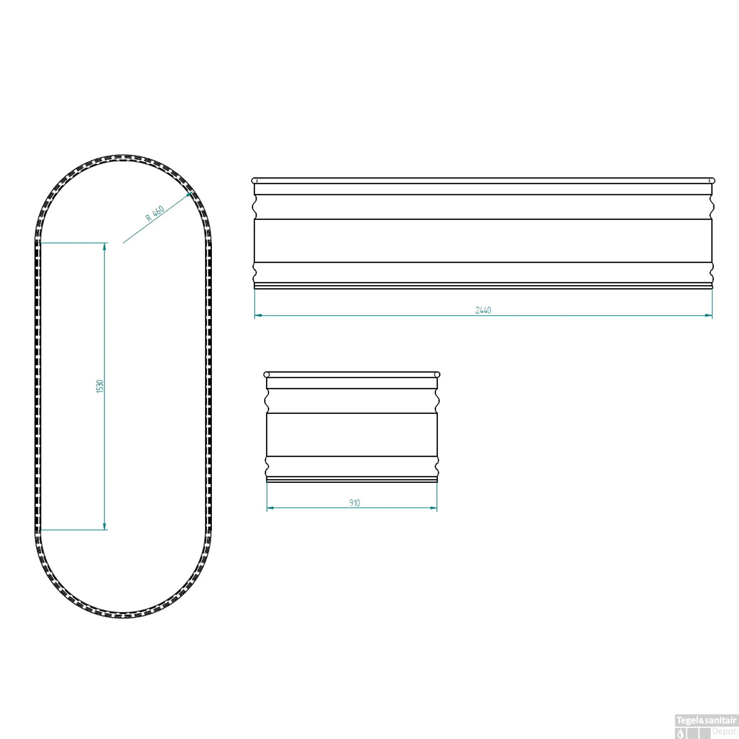 Tankkd IJsbad | Green Label Oval | 244x61x91cm | Aluminium 5 Tankkd IJsbad | Green Label Oval | 244x61x91cm | Aluminium - Afbeelding 5