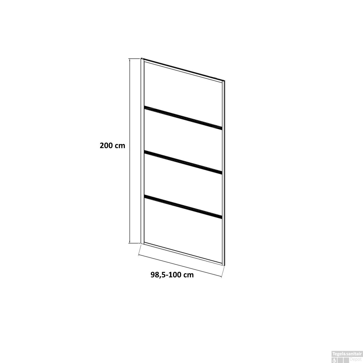 Inloopdouche Boss & Wessing Recta 100x200 Cm 8mm NANO Glas Geborsteld Koper 2 Inloopdouche Boss & Wessing Recta 100x200 Cm 8mm NANO Glas Geborsteld Koper - Afbeelding 2