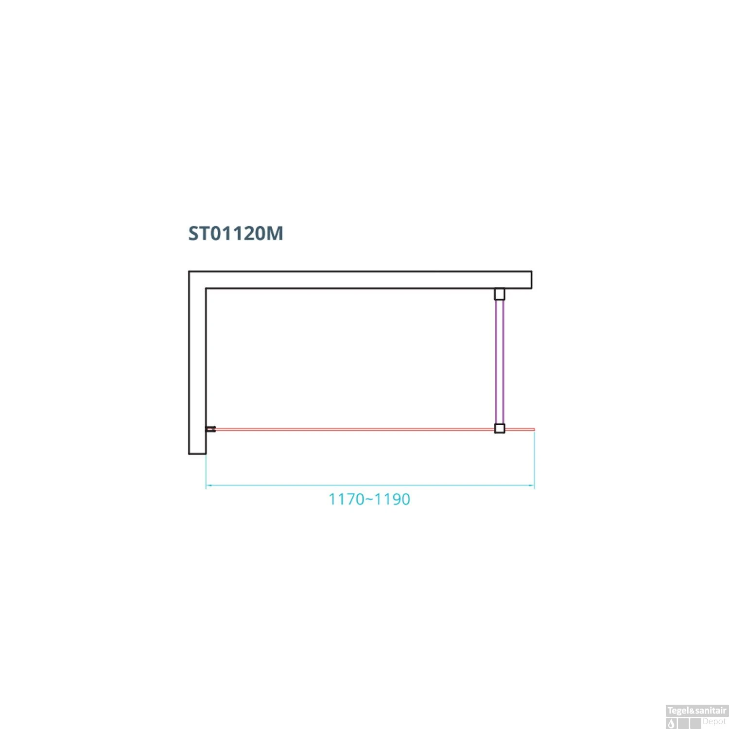 Inloopdouche Van Rijn ST01 Met Stabilisatiestang 120x200 Cm Helder Glas 8 Mm Chroom - Afbeelding 2
