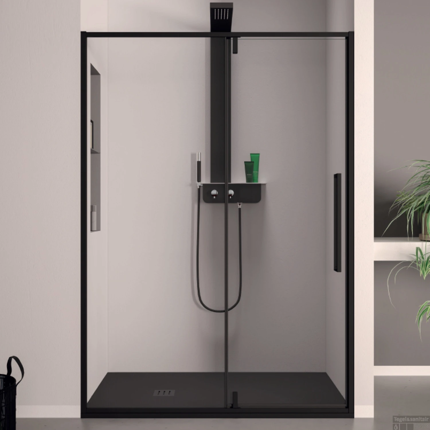 Klapdeur Lacus Murano Tweedelig Helder Glas 130x200 Cm Aluminium Profiel Zwart