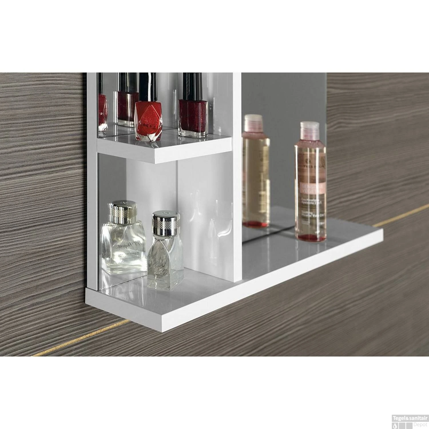 Badkamerspiegel Sapho Korin 52x70x12 Cm Incl. LED Verlichting En Planken - Afbeelding 4