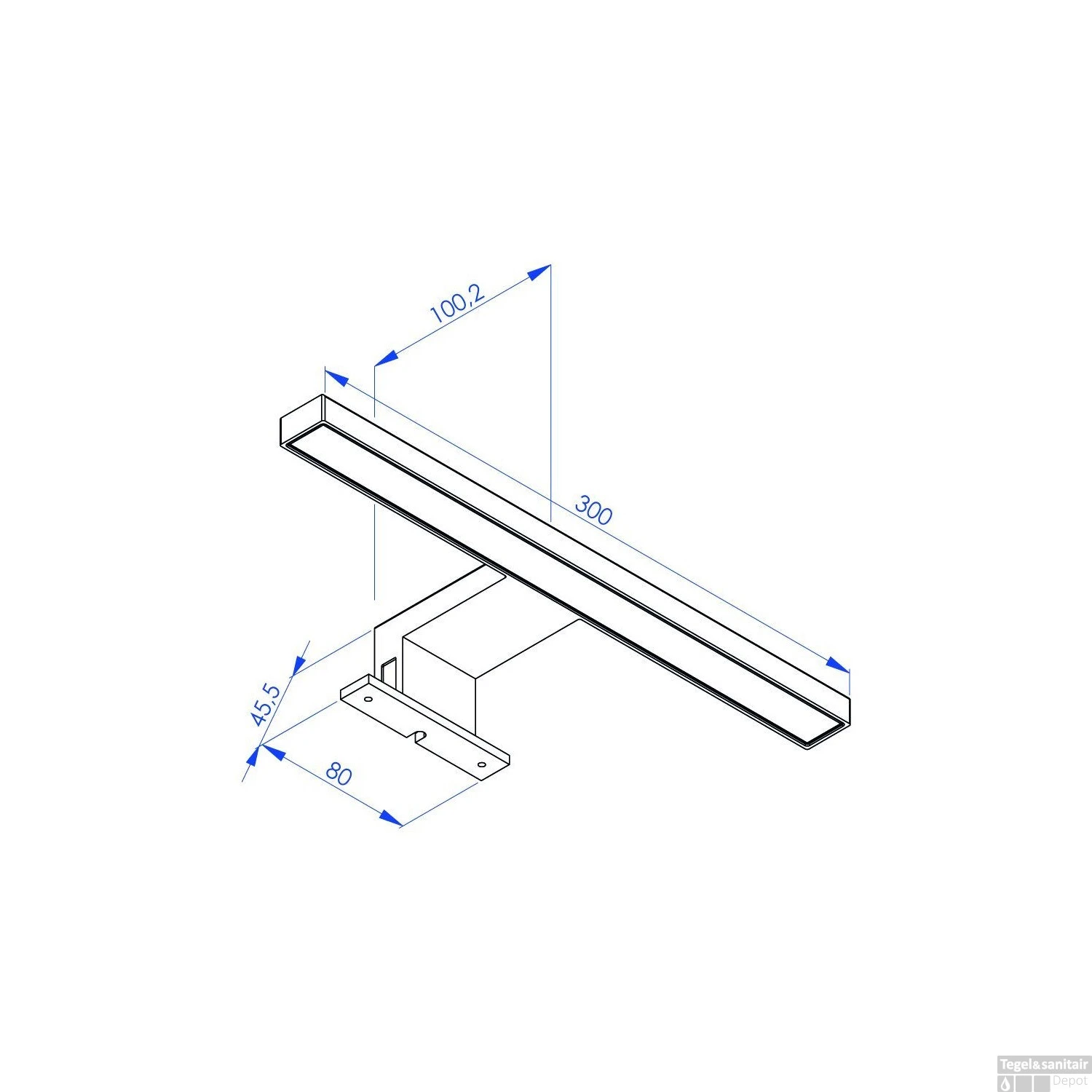 LED Spiegellamp Allibert Rigel 4,8 Watt 30x4,3x10cm Mat Zwart 2 LED Spiegellamp Allibert Rigel 4,8 Watt 30x4,3x10cm Mat Zwart - Afbeelding 2