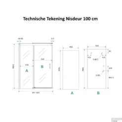 BWS Douchecabine Softclose 2.0 100x110 Cm Met Nisdeur En Zijwand 8mm Aluminium NANO Coating -Winkel Voor Huis- En Badkamerartikelen nisdeur 100 tech 2