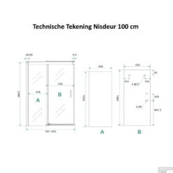 BWS Douchecabine Softclose 2.0 100x90 Cm Met Nisdeur En Zijwand 8mm Aluminium NANO Coating -Winkel Voor Huis- En Badkamerartikelen nisdeur 100 tech 4